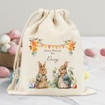 Personalisierte Aquarell Hase Garten Drawstring Geschenk Tasche mit Namen Ostern Gunst Geschenk für Kinder