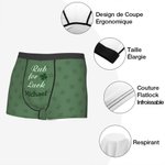 Caleçon Motif Trèfle à Quatre Feuilles Sous-vêtements Personnalisés avec Nom Cadeau d'Anniversaire pour Homme