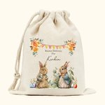 Personalisierte Aquarell Hase Garten Drawstring Geschenk Tasche mit Namen Ostern Gunst Geschenk für Kinder