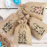 Henkilökohtainen Spectacled Bunny Juutti kiristysnauha lahjapussi nimi pääsiäinen hoitoon lahja lapsille