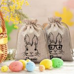 Henkilökohtainen Spectacled Bunny Juutti kiristysnauha lahjapussi nimi pääsiäinen hoitoon lahja lapsille