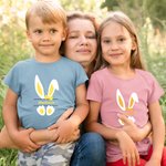 Personalized 100% Cotton Multi Colors Bunny Ears T-Shirt with Name Easter Gift for Kids