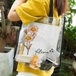 Personalized Water Color Birth Flower Clear Tote Bag with Name Birthday Party Mother's Day Gift for Women