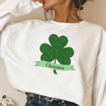 Personalised Four Leaf Clover Lucky T-Shirt Sweatshirt with Name St Patrick's Day Gift for Kid Family