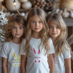 Personalized 100% Cotton Multi Colors Bunny Ears T-Shirt with Name Easter Gift for Kids