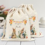Personalisierte Aquarell Hase Garten Drawstring Geschenk Tasche mit Namen Ostern Gunst Geschenk für Kinder