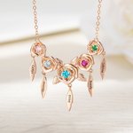 Personalisierte Rose Birthstone Halskette mit Namen Blatt Charme Familie Zirkon Schmuck Jahrestag Geburtstag Geschenk für sie