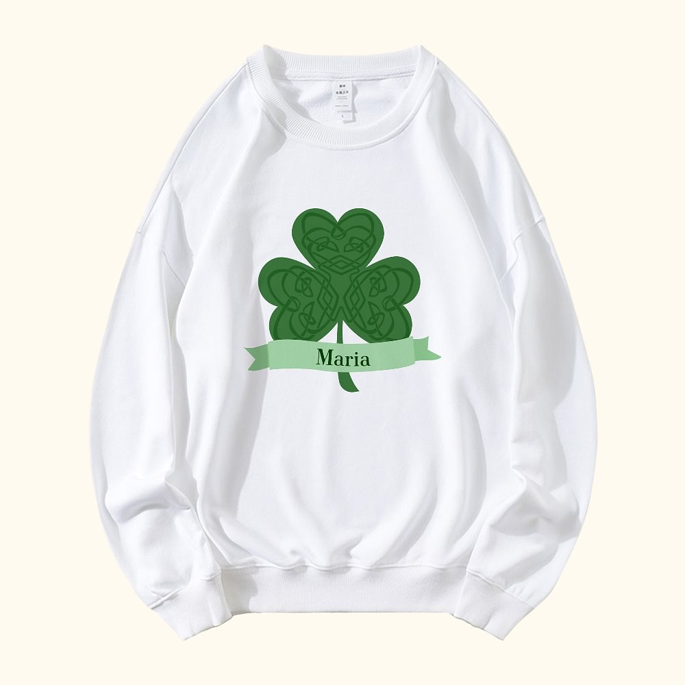 T-shirt Sweatshirt Parent-Enfant Personnalisé avec Nom Vêtement à Motif Trèfle Cadeau de Fête Saint-Patrick pour Famille