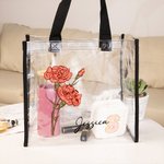 Personalized Water Color Birth Flower Clear Tote Bag with Name Birthday Party Mother's Day Gift for Women