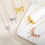 Personalisierte Rose Birthstone Halskette mit Namen Blatt Charme Familie Zirkon Schmuck Jahrestag Geburtstag Geschenk für sie