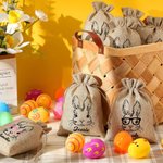 Henkilökohtainen Spectacled Bunny Juutti kiristysnauha lahjapussi nimi pääsiäinen hoitoon lahja lapsille