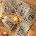 Henkilökohtainen Spectacled Bunny Juutti kiristysnauha lahjapussi nimi pääsiäinen hoitoon lahja lapsille
