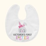 Personalised Cute Bunny Baby Bib with Name First Easter Gift For Baby New Mom