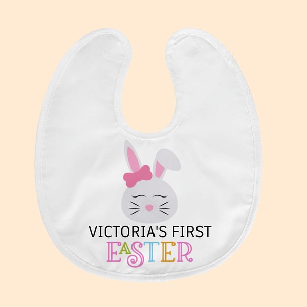 Personalisierte niedliche Hase Baby Lätzchen mit Namen erste Ostern Geschenk für Baby neue Mama