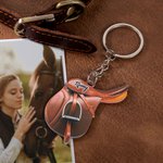 Personalized Double-sided Horse Saddle Flat Acrylic Keychain with Name Equestrians Horse Riding Gift for Horse Lover
