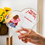 Personalisierte Der Tag traf ich Sie beschäftigt Stadt Design Herz Acryl Plaque mit Namen und Zeichen Valentinstag Jahrestag Geschenk für Paar