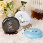 Personlig fødselsblomst glitter rund 5 oz bærbar flaske med rhinestone lokk og navn bursdag brudepike festgave til henne