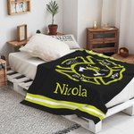 Couverture en Flanelle Personnalisée avec Nom Couverture Thème Pompier Décoration à Domicile Cadeau Anniversaire pour Pompier