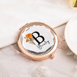 Miroir Compact Personnalisé avec Nom et Initiale Fleur de Naissance Cadeau de Mariage pour Elle Demoiselle d'Honneur
