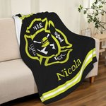 Couverture en Flanelle Personnalisée avec Nom Couverture Thème Pompier Décoration à Domicile Cadeau Anniversaire pour Pompier