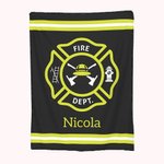 Couverture en Flanelle Personnalisée avec Nom Couverture Thème Pompier Décoration à Domicile Cadeau Anniversaire pour Pompier