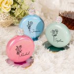 Personalisierte Geburt Blume Glitter Runde Kolben mit Strass Deckel und Name Geburtstag Brautjungfer Party Geschenk für sie