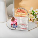 Personalisierte Der Tag traf ich Sie beschäftigt Stadt Design Herz Acryl Plaque mit Namen und Zeichen Valentinstag Jahrestag Geschenk für Paar