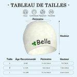 Bonnet Bébé en Coton Personnalisé avec Nom Motif de Trèfle Cadeau Irlandais de Fête Saint-Patrick pout Enfant Nouveau-né