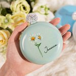 Personlig fødselsblomst glitter rund 5 oz bærbar flaske med rhinestone lokk og navn bursdag brudepike festgave til henne
