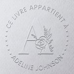 Tampon de Gaufrage Floral Personnalisé avec Nom et Texte Cadeau Anniversaire Fin d'Études pour Ami