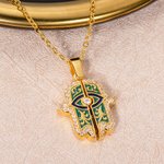 Personalisierte exquisite Hand der Fatima böse Auge Schmuck Hamsa Halskette mit eingravierten ersten Amulett für Schutz Geschenk für Frauen