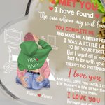 Placa acrílica personalizada con el nombre y los personajes de The Day I Met You Cozy Bed Design Heart Anniversary Gift for Couple
