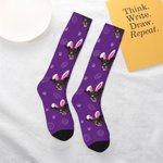Personalized Unique Bunny Ears Photo Socks Easter Birthday Gift for Pet lover Family Kids