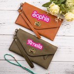 Portefeuille en Cuir Personnalisé avec Nom en Police Poupée Style Rétro Cadeau d'Anniversaire pour Femme