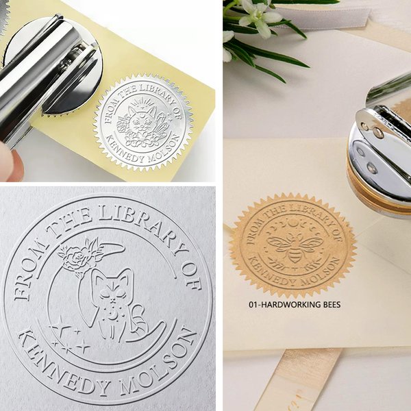 Moon & Sun Cat Embosser Stamp for Book Envelopes