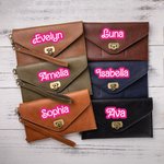 Portefeuille en Cuir Personnalisé avec Nom en Police Poupée Style Rétro Cadeau d'Anniversaire pour Femme