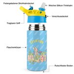 Personalisierte Peter Hase Thermos-Trinkflasche aus Edelstahl mit Klappbarem Deckel und Silikon-Trinkhalm Geschenk für Kinder zu Ostern Geburtstag