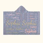 Coperta personalizzata con cappuccio con nuvola di parole colorate con nome Regalo di compleanno e anniversario per uomini donne bambini
