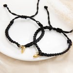 Henkilökohtainen sydämen muotoinen magneettinen Matching säädettävä punottu rannekoru kaiverrettu Initials Set of 2 Syntymäpäivä Ystävänpäivä lahja pa