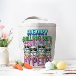 Personalisierte niedliche Hase Muster Ei Jagd Leinwand Korb mit Griff und Name Ostern Geburtstag Geschenk für Familie