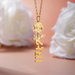 Gepersonaliseerde Amhaars Geboortebloem Ketting met Naam Ethiopië Verjaardagscadeau voor haar