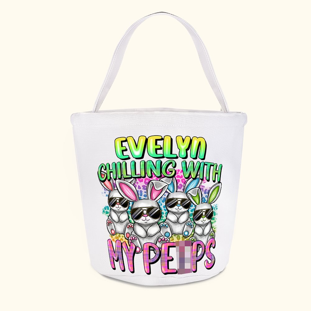 Panier d'Oeufs en Toile Sac Personnalisé avec Nom Cadeau Anniversaire Pâques pour Famille