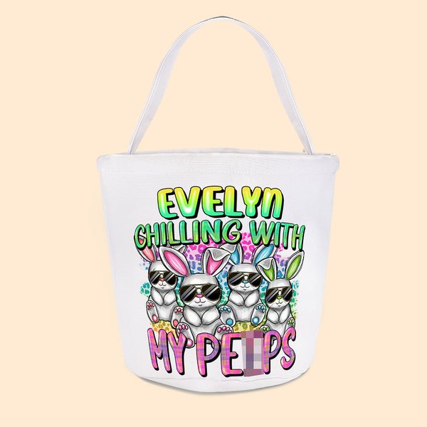 Panier d'Oeufs en Toile Sac Personnalisé avec Nom Cadeau Anniversaire Pâques pour Famille