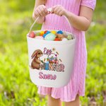 Personalized The Hunt Is On Camouflage Bunny Egg Hunter Canvas Candy Bag with Name Large Capacity Easter Gift for Kids
