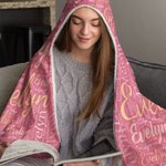 Coperta personalizzata con cappuccio con nuvola di parole colorate con nome Regalo di compleanno e anniversario per uomini donne bambini