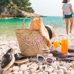 Gepersonaliseerde handgemaakte Boheemse Straw Drawstring Bucket Bag met naam Travel Beach Wedding Party Gift voor vrouwen