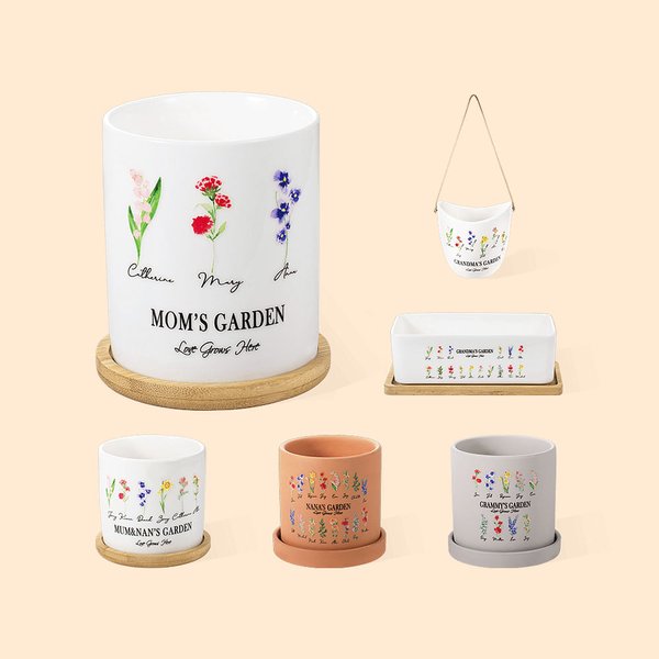 Personalisierte Mom's Garden Geburt Monat Blume Keramiktopf mit Namen Muttertag Geschenk für Mutter Oma