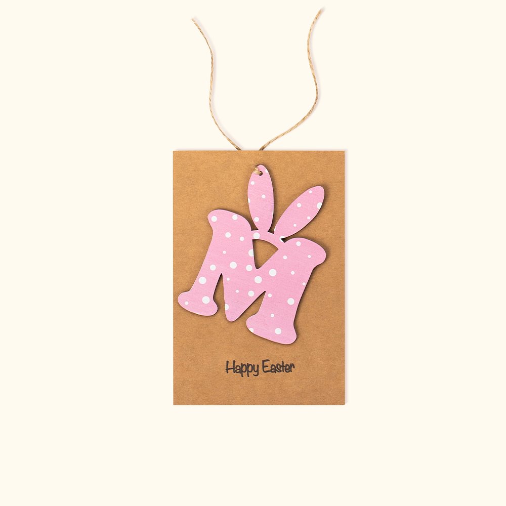 Carte de Vœux de Pâques Personnalisée avec Lapin Décor en Bois Étiquette de Lettres Cadeau de Pâques pour Enfants