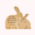 Personalisiertes Hasenfamilie Holzpuzzle Umarmende Kaninchen mit Namen Gravur Tischdeko Muttertag Geburtstag Geschenk für Kinder Familie