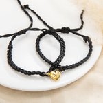 Henkilökohtainen sydämen muotoinen magneettinen Matching säädettävä punottu rannekoru kaiverrettu Initials Set of 2 Syntymäpäivä Ystävänpäivä lahja pa